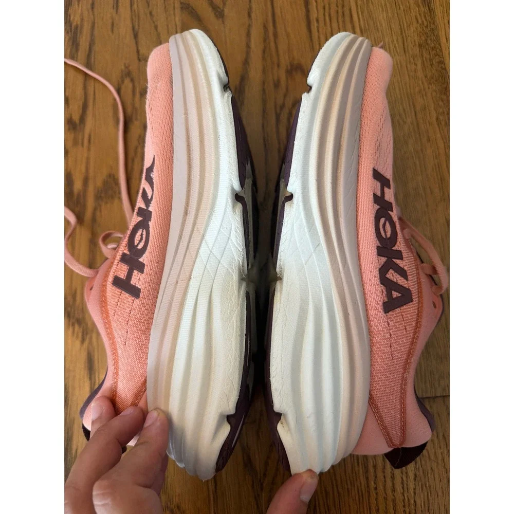 Hoka Bondi 8 Womens Running Shoes Elderberry Peach Coral 1127952 EPCL Size 8.5B